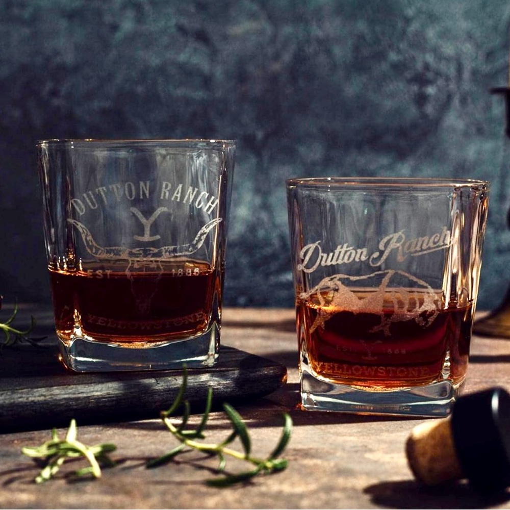 Yellowstone Dutton Ranch 9-Ounce Mini Rocks Glasses Set of 2 Clear Whiskey Shot